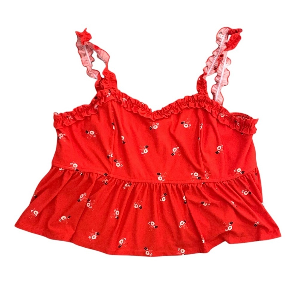 Lily White 3X cherry red ruffle flowy elastic smocked girlhood cottage boho​​